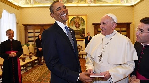 El Papa recibe a Obama en el Vaticano. 