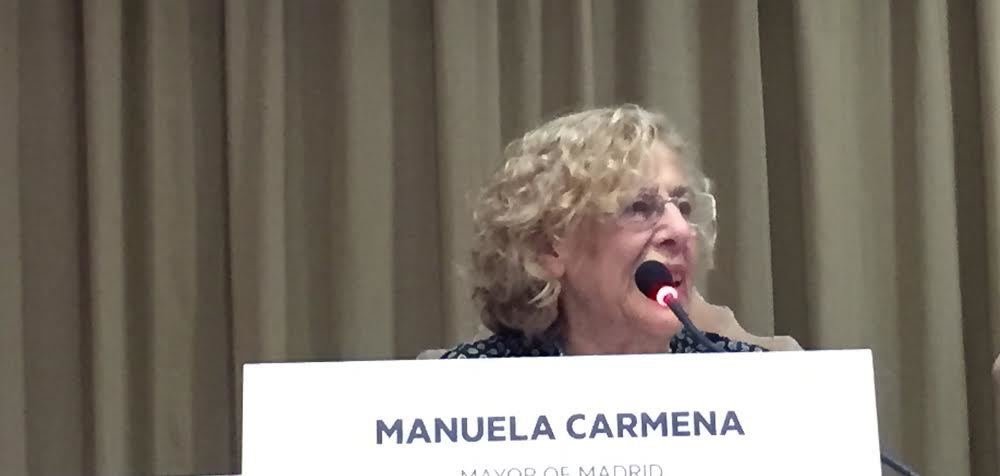 Manuela Carmena en su discurso en el Vaticano. 